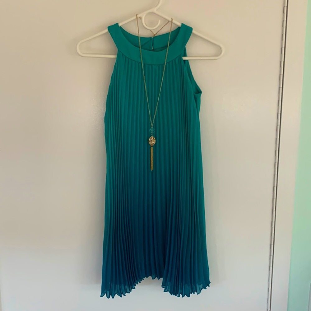 Beautiful ombre pleated and lined tank dress.